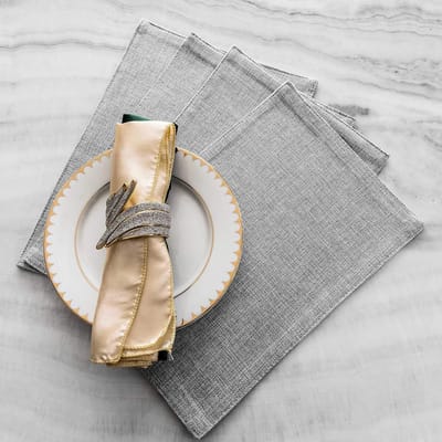 Candala Tafelmatten Wasbaar Gemakkelijk Schoon, Dik Geweven Placemats Hittebestendig, Grijze Placemats Sets van 6 voor Eet-/Keukentafel, 33 x 48 cm (13x19 Inch), Lichtgrijs
