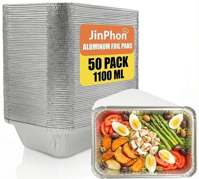 Dailygoods- Aluminium Kommen 1100 ml - Wegwerp Kommen - Aluminium Schalen - Grill Dishes - Robuuste Kommen - Met Deksel - Wegwerpkommen
