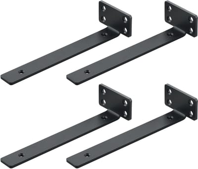 Set van 4 stevige metalen hoeksteunen voor planken, 20 cm, tot 70 kg draagvermogen, ideaal voor opslag en organisatie