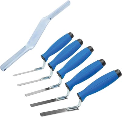5-delige Voegtroffel Set RVS - 6 t/m 14 mm - Met Ergnonomisch Rubberen Handvat en Steenverbinder