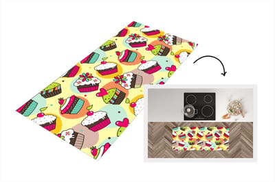 Keukenloper - Loper keuken - Meisjes - Cupcake - Patronen - 120x50 cm - Keukenloper vinyl