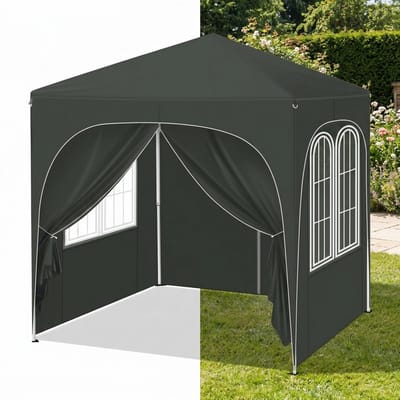 Partytent opvouwbaar - Paviljoen - 2x2m- Easy up - Waterdicht - met Zijwanden - Weerbestendig - Grijs