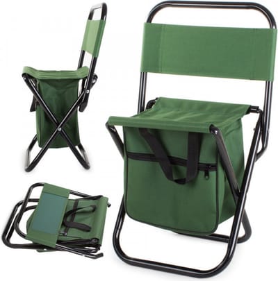 EASTWALL Toeristenvisstoel – H51xL21xB27.5 cm – Vouwkruk met tas – Opvouwbaar viskrukje – Stevige constructie – Nylon + Staal – Groen