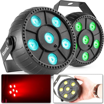 LED PAR - Fuzzix PLP10 - Set van 2 PAR spots met ingebouwde accu en 6 RGB LED's