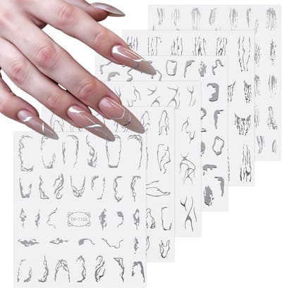 Dailygoods - 6 Vellen Marmeren Lijn Nail Art Stickers - Zelfklevende Nagel Decoratie Accessoires