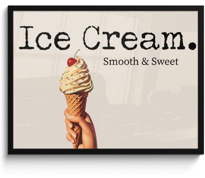 Poster in lijst - Fotolijst 70x50 cm - Posters - Ice cream - Softijs - Kleurrijk - Kers - Posterlijst zwart - Decoratie - Wanddecoratie woonkamer - Muurdecoratie slaapkamer
