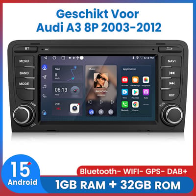 Awesafe Autoradio - Geschikt Voor Audi A3 8P 2003 t/m 2012 - 1GB+32GB - Android 15.0 Systeem - 7 inch IPS Touchscreen - GPS Navigatie Bluetooth WIFI - Radio Scherm - 2003 2004 2005 2006 2007 2008 2009 2010 2011 2012
