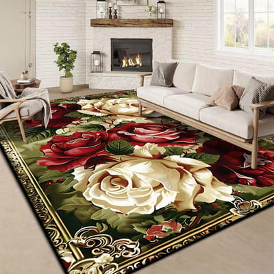 Retro Bloemig Groot Tapijt 200x300 cm Europese Luxe Decoratie Tapijt voor Woonkamer Antislip Slaapkamer Garderobe Wasbare Zachte Mat 80*120cm
