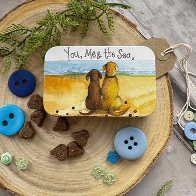 Alex Clark Rectangle Tin You, Me and the Sea ~ Langwerpig opbergblikje honden