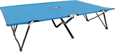 Opvouwbaar dubbel ligbed - Campingbed voor twee - Ontspannen buiten - Roestvrijstalen frame - 240 kg draagvermogen - Blauw