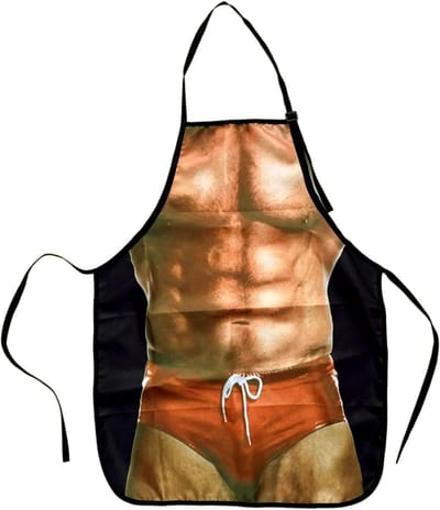Spierman in onderbroek, nieuwigheid volwassen grappig schort mannen voor keuken BBQ feest grappen cadeau grap verjaardagsfeestje hilarisch cadeau voor hem, leuke vrijgezellenfeest decoratie