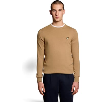 Lyle & Scott Cotton merino crew neck jumper - tigers eye