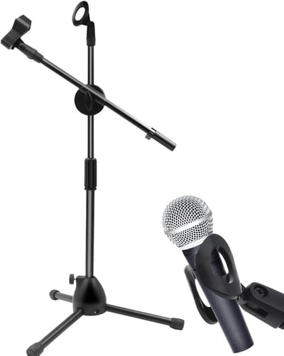 Microfoonstandaard - Opvouwbaar Statief - Muziek Opnemen - Verstelbare Hoek - 80 cm Max Hoogte - Zwart