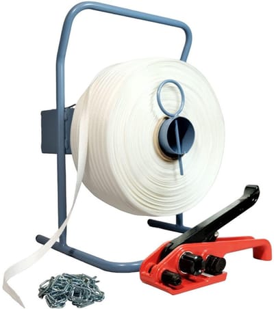 Omsnoeringsset Textiel - Verpakking band - Zware Lasten Zekeren - Inclusief Spanner Dispenser - 16 mm x 850 m
