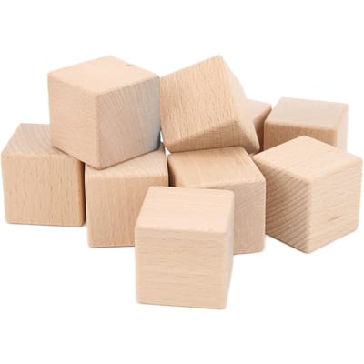 10 Pièces Blocs de Bois Non Finis 4cm Lisses Durables Robustes Taille Uniforme Petits Cubes de Bois pour Artisanat DIY Décoration Intérieure beige