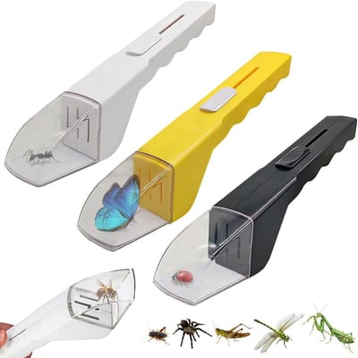 Insectenvanger - Spinnenvanger - Contactloos insecten vangen - Met kijkvenster en snelmechanisme - Voor natuurverkenning - Geel/Wit/Zwart