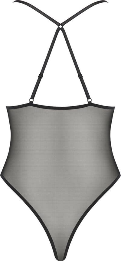 Avanua Vendi Body - Erotische Body - Uitdagende Openingen Vooraan - Semi-transparant met Kant - Zwart - L/XL