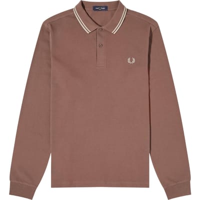Fred Perry Maroon Long Sleeve Brick Brown Poloshirt