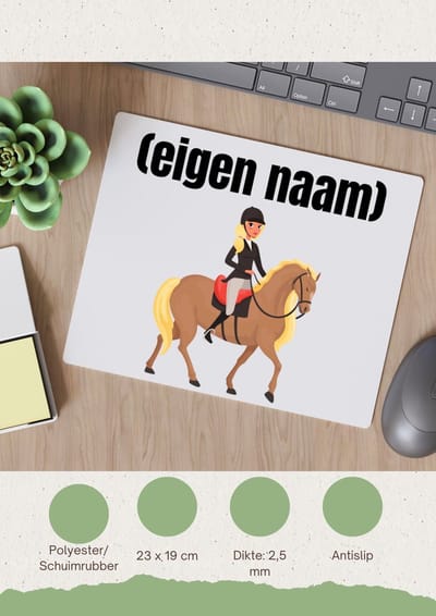 Akyol - paardrijder vrouw met eigen naam Muismat - Paarden - paarden liefhebbers - iemand die houdt van paarden - verjaardag - cadeau - kado - 23 bij 19 cm