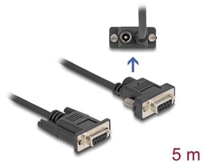 Delock Serial Cable RS-232 D-Sub9 female to D-Sub9 female Power Connection at Pin 9 5 m