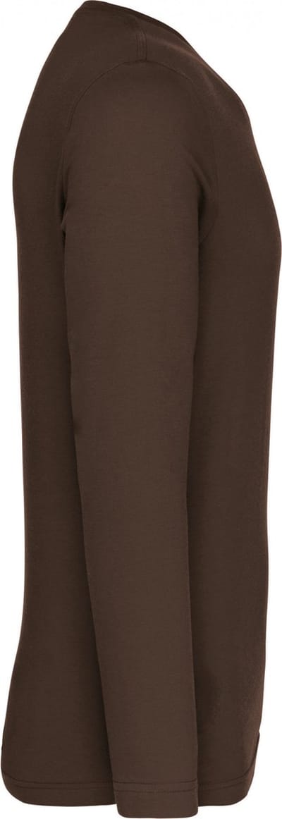 Kariban T-shirt V-hals lange mouwen K358 - Chocolate - 3XL
