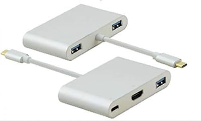 Dockingstation, USB 3.1 Type-C St/3xUSB/HDMI/Type-C Bu, PREMIUM 4K, silber