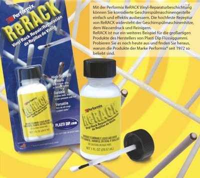 Plasti Dip ReRack Zilvergrijs 29,7 ml – Reparatiecoating voor Vaatwasserrek – Herstelt Beschadigde Kunststofcoating en Voorkomt Roest