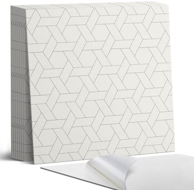 Coloray Plaktegels - Geometrisch hexagonaal patroon Portugese Tegels - 30 cm x 30 cm - Romig Plaktegels - 9 stuks - Vierkant PVC Tegels - Plaktegels Keuken - Zelfklevende Vloertegels - Vinyltegels Vloer Zelfklevend - Zelfklevende Tegels