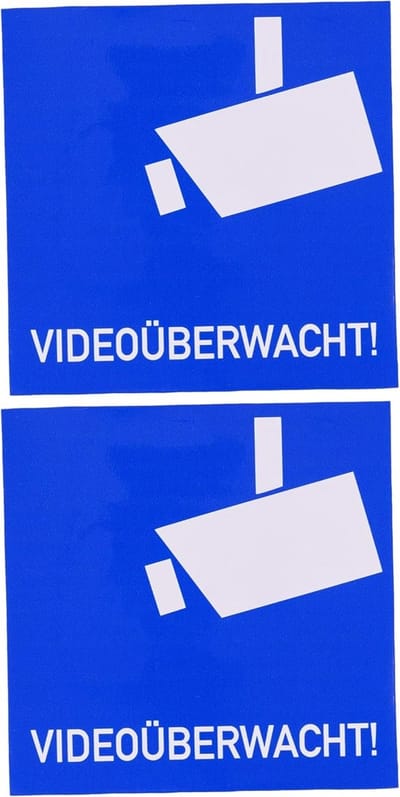 Waarschuwingsstickers - Bewaking stickers - Veiligheid woning - Weerbestendig UV-bestendig - 12 x 12 cm - Blauw wit