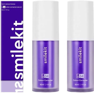 Smilekit - Duo verpakking - V34 Colour Corrector Serum - Witte Tanden - Paarse Tandpasta - Teeth Whitening - Kleurcorrector- smilekit