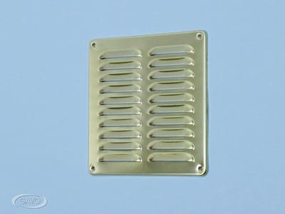 Gavo schoepenrooster 215x105mm - buitenrooster - met omgezette rand - inclusief vliegengaas - messing