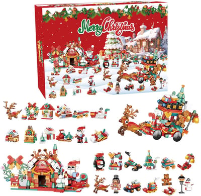 Kerst Bouwblokken Kerstdorp huisje bouwset - feestelijke montage geschenkdoos - geschikt kerstcadeau voor kinderen vanaf 6 jaar - Rendier
