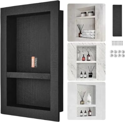 Mygroot - Douche nis - 2 lagen - Opbergruimte - Inbouw - Zwart.