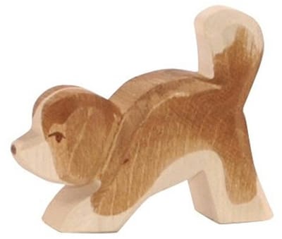 Ostheimer houten speelfiguur St. Bernhard hond klein kop naar beneden - 1046