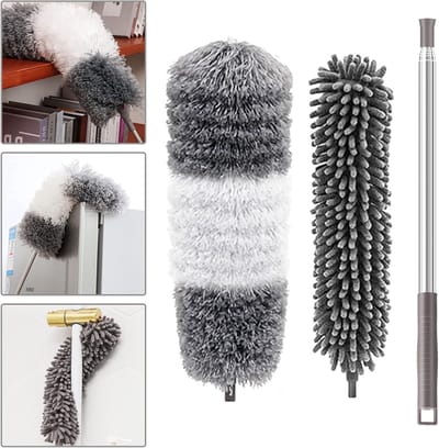 Telescopische Wasbare Duster tot 252 cm, Microvezel Stofveger voor Hoeken en Plafonds, Set van 2 voor Efficiënte Stofverwijdering