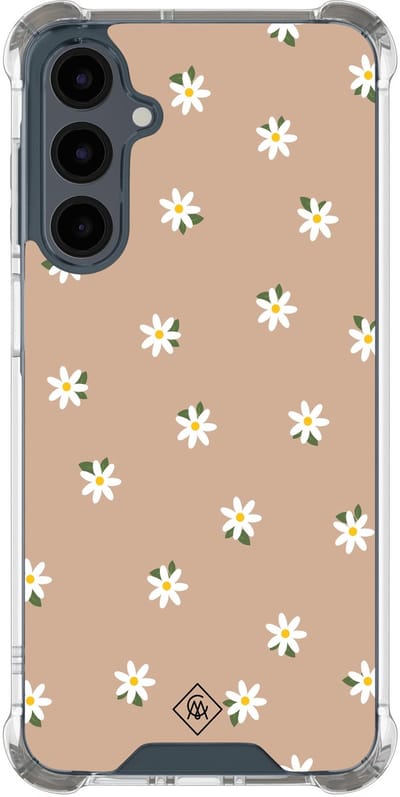 Casimoda® hoesje - Geschikt voor Samsung Galaxy A16 - Sweet Daisies - Shockproof case - Extra sterk - TPU/polycarbonaat - Bruin/beige, Transparant