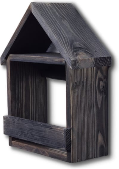 Tuindecoratie - Planten Rekje- Plantenbak - Houten Huisje -  Hangend Tuinhuisje - Zwart - Decoratie Huisje - 11x21x30 cm