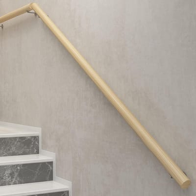 Wandsteun Leuning - Houten Trapleuning - Veilig Traplopen - Massief Hout - 30cm tot 600cm - Naturel