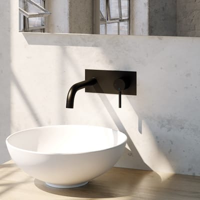 Brauer Black Edition Wastafelmengkraan inbouw - gebogen uitloop links - hendel lang smal - afdekplaat - model A 1 - mat zwart