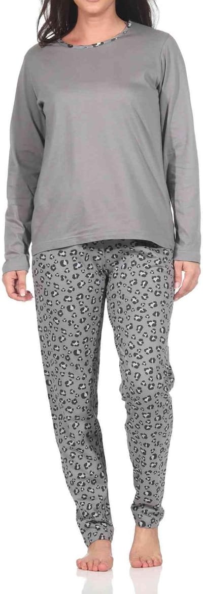 Normann dames pyjama met lange mouwen in prachtige dierenprintlook
