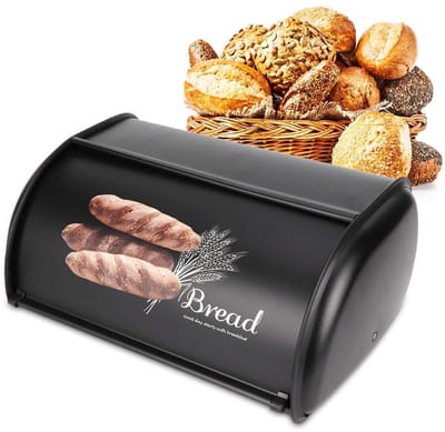 Dailygoods- Broodtrommel grote capaciteit - Antislip - Roestvrij staal - Roldeur - Duurzaam - Geschikt voor huishoudelijke keuken - Brooddoos