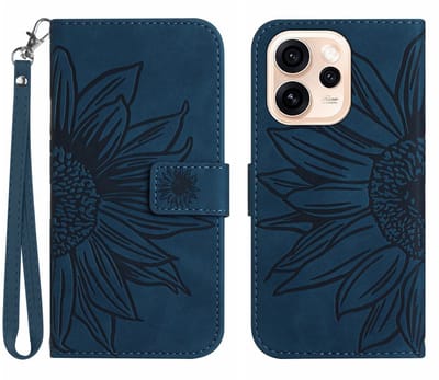 Coverup Hoesje - Geschikt voor OPPO Reno15 Pro Hoesje - Coverup Zonnebloem Book Case met Koord - Blauw