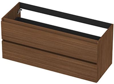 INK - Onderkast 2 Laden Greeploos met Houten Keerlijst - 1200x450x520 Mm - Warm Walnoot
