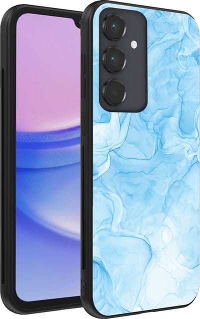 Smartphonica Telefoonhoesje geschikt voor Samsung Galaxy A15 met marmer opdruk - TPU backcover case marble design - Lichtblauw geschikt voor Samsung Galaxy A15