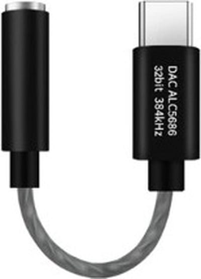 DrPhone H5 PRO USB C naar 3,5 mm DAC hoofdtelefoonversterker - Realtek Alc5686 - Oortelefoon Versterker Met Digitale Decoder & Hifi Adapter - 384 Khz 32-Bit – Zwart/Grijs