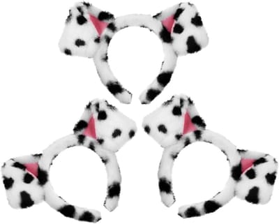 Wollige Dalmatiër Oorbanden, 3 stuks, schattige dierenoren voor kostuums, feestaccessoires voor Halloween en verjaardagsfeesten, geschikt voor kinderen en volwassenen