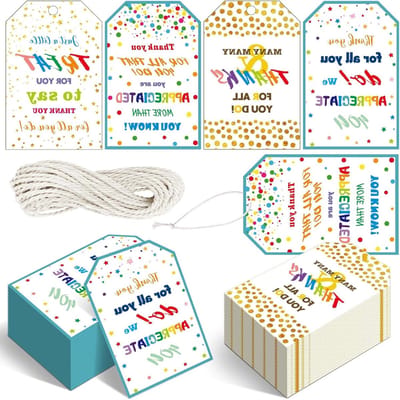 Bedankjes Tags - Cadeau Labels - Geschenken Personaliseren - 192 Stuks - 5.5 x 8.5 cm - Meerkleurig