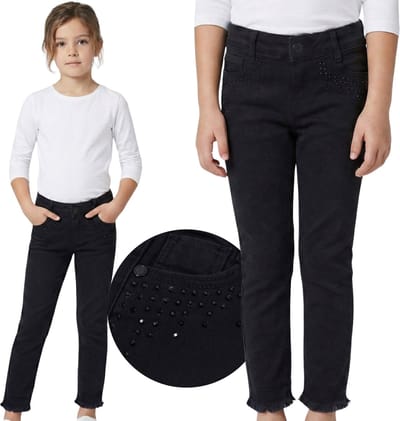 Zwarte slim fit broek voor meisjes, comfortabele broek voor meisjes 104