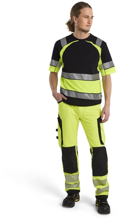 Blaklader High Vis werkbroek met 4-weg stretch zonder spijkerzakken 1197-1642 - High Vis Geel/Zwart - C146