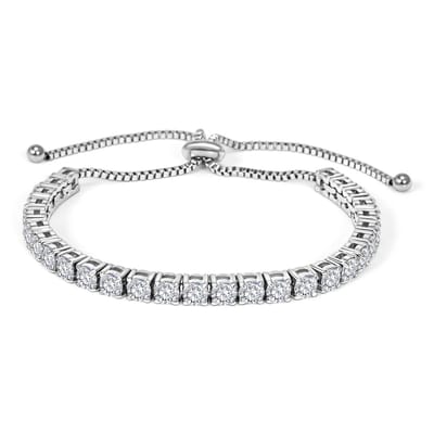 Juwelium Matrix Tennisarmband Verstelbaar 17 tot 26 cm met Zirkonia Kristallen in Luxe Houten doos met LED Verlichting en Pluche Teddybeer van 22 cm met "I Love You" Tekst – Perfect Cadeau voor Vrouw, Vriendin, Moeder, Dochter